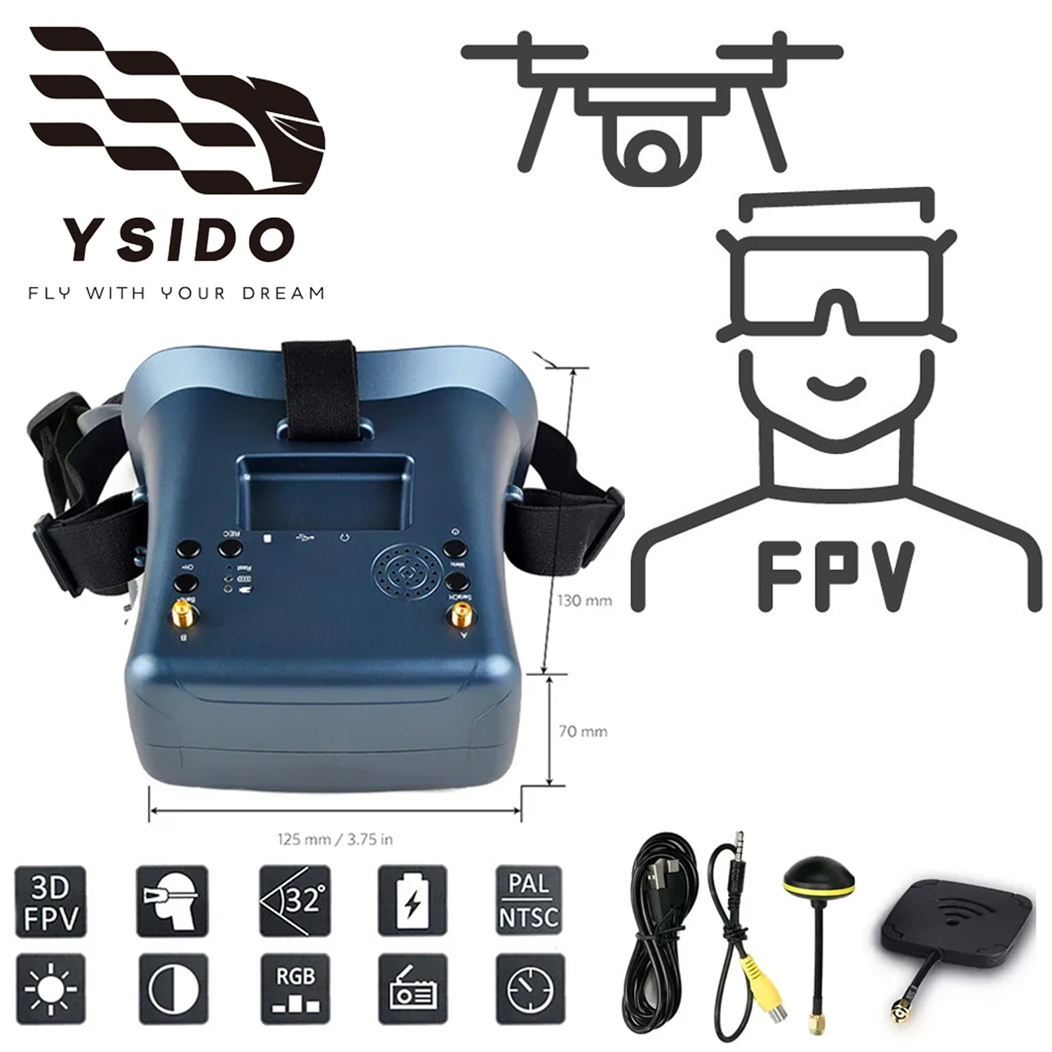 Skyzone Cobra X V2 Fpv Goggles - Gafas FPV 008D 5,8G 40CH 4,3